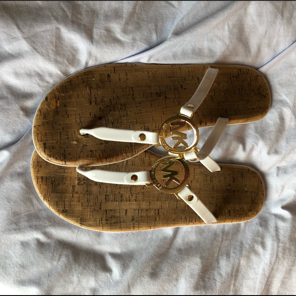 Michael Kors White Jelly Flip Flops